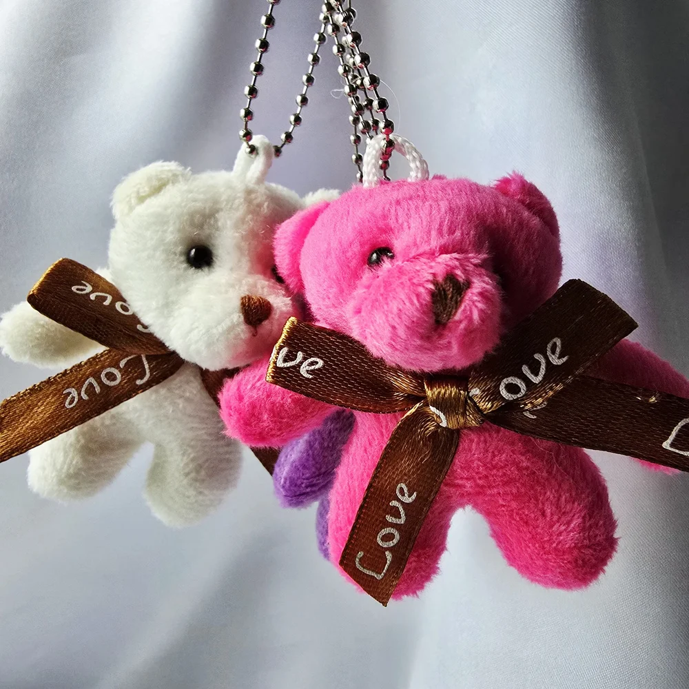 3‎ Pcs. Plush Bear Keychain - Pink, White, Purple